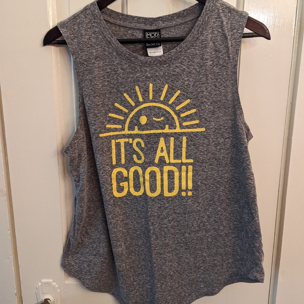 Gray "It's all good!" Tank Top